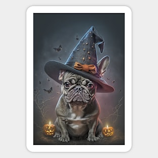 French Bulldog Halloween Witch Card Sticker